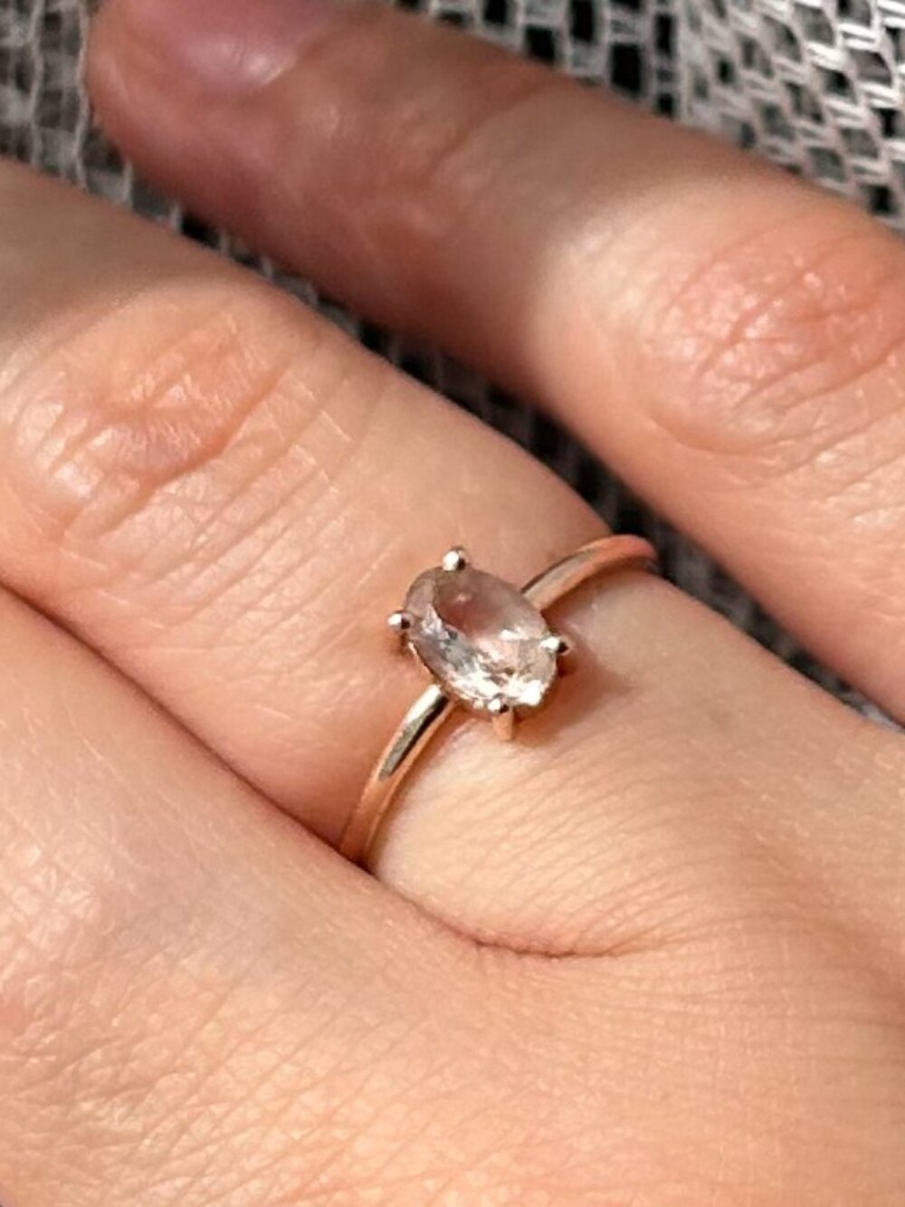 Solid 14K Rose Gold Size 3.5 Dainty Ring Pink Morganite